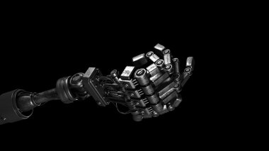 robot arm arm arm. robotic hand with metal hand. 3 d render  clipart