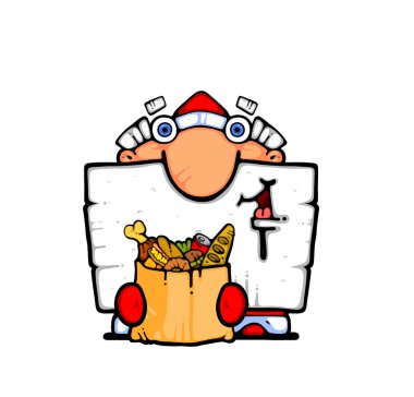 cartoon christmas bag with a santa claus  clipart