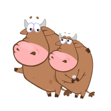 two funny cartoon pigs 