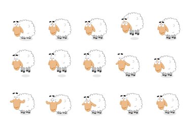 vector set of white sheep. isolated on white background. 