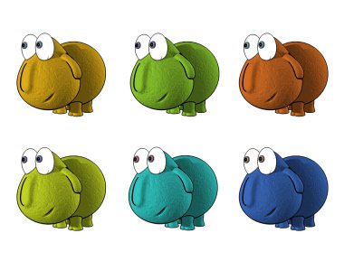 cute cartoon frog with different eyes and different emotions. vector illustration isolated on white background. 