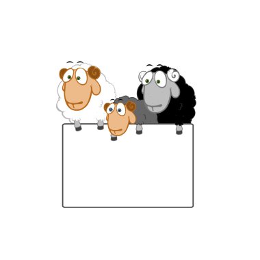 sheep with blank sign board  clipart