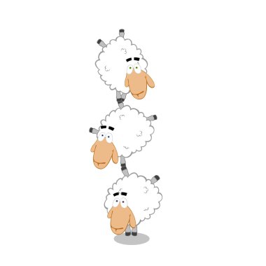 cartoon sheep with different poses and smiles 