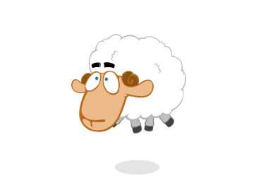funny cartoon sheep on a white background 