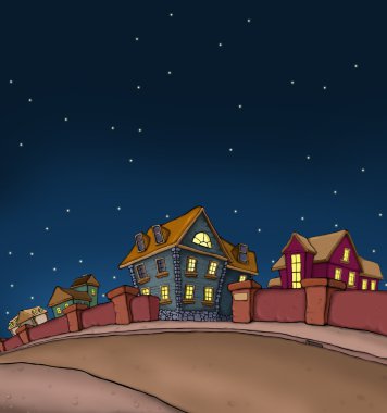 night city. vector illustration with houses.  clipart