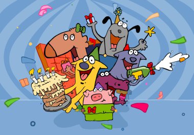 cartoon birthday card with funny monster 