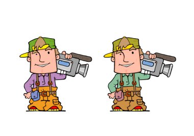 cartoon character of photographer with action camera  clipart