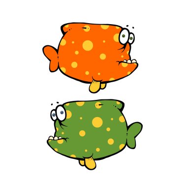 cartoon fish in different emotions 