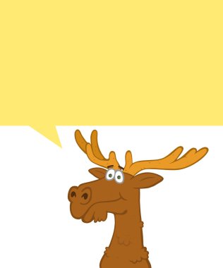 cartoon happy reindeer with speech bubble  clipart