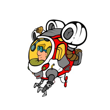 astronaut with flying spaceship  clipart