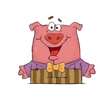 cartoon happy pig with big eyes 