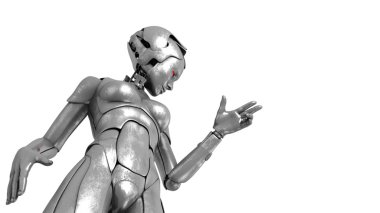 3 d rendering of a female robot isolated on white background 