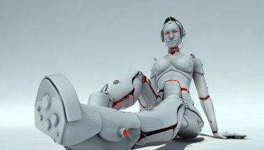 3 d rendering cyborg robot on white 