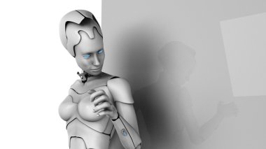 robot with tablet computer  clipart