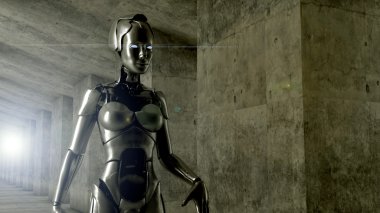 3 d rendering of a cyborg woman 