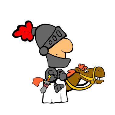 cartoon character with a knight holding a sword, vector illustration  clipart