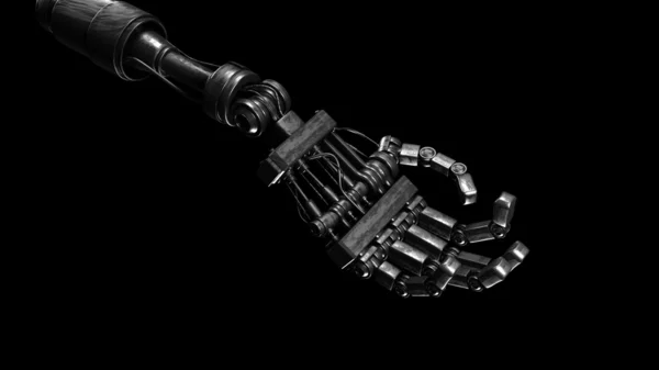 Rendering Robotic Hand Robot Black Background – stockfoto