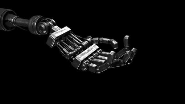 Robotic Arm Black Background Illustration — Foto de Stock