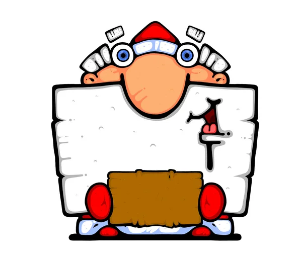 Cartoon Santa Claus Board — Zdjęcie stockowe