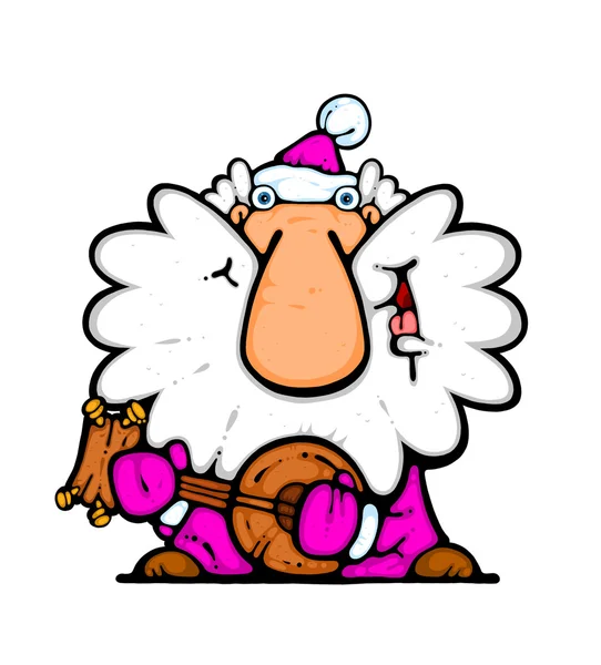 Cartoon Cute Christmas Bird — 图库照片