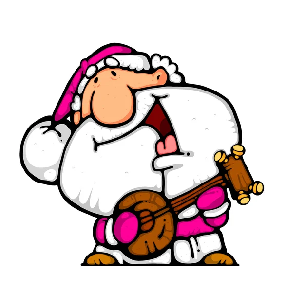 Cartoon Illustration Christmas Elf Playing Guitar Singing — Stockfoto