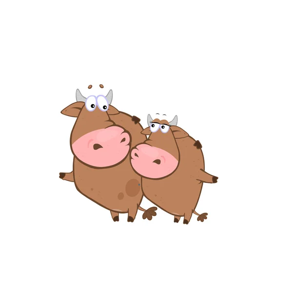 Cute Cows Two Pigs — Stock Photo, Image