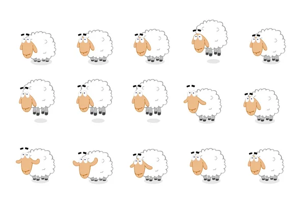 Vector Set White Sheep Isolated White Background — 图库照片