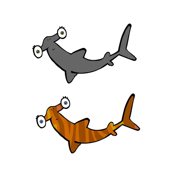 Cute Cartoon Shark Set — Stock Fotó