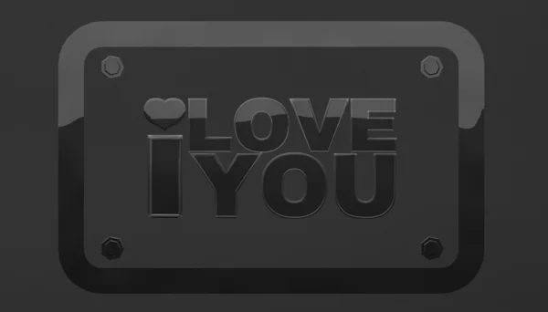 Love You Metallic Metal Heart — Stock Photo, Image