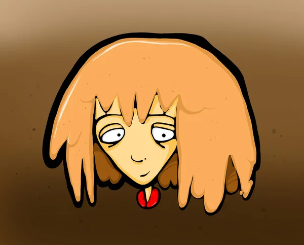 Cartoon Face Long Hair Orange Color — Stok fotoğraf