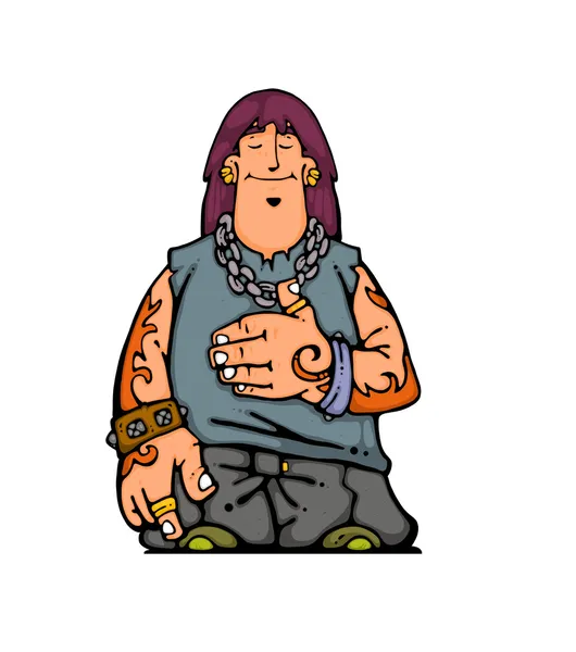 Cartoon Man Hippie Style — Fotografia de Stock