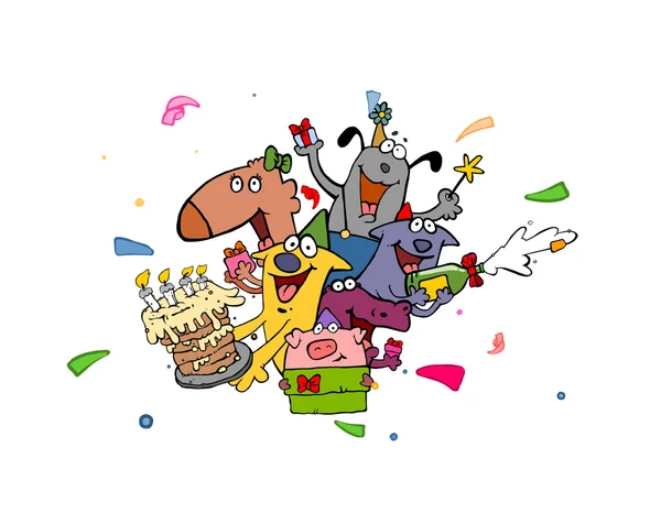 Vector Illustration Birthday Cake Candles Balloons — Stok fotoğraf