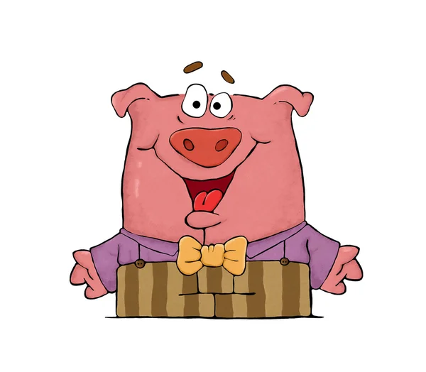 Cartoon Happy Pig Big Eyes — Stok fotoğraf