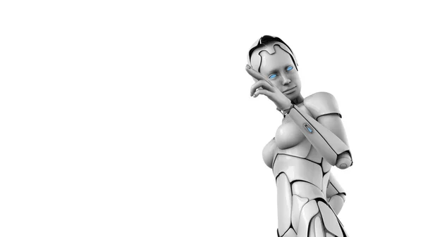 Robot Woman Finger Pointing Something — 스톡 사진