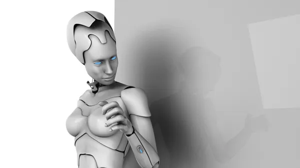 Robot Met Tablet — Stockfoto