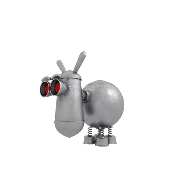 Grappig Cartoon Robot Geïsoleerd Witte Achtergrond — Stockfoto