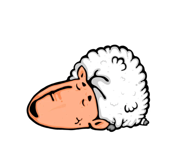Comic Book Sticker Cartoon Sleeping Sheep Royaltyfria Stockbilder