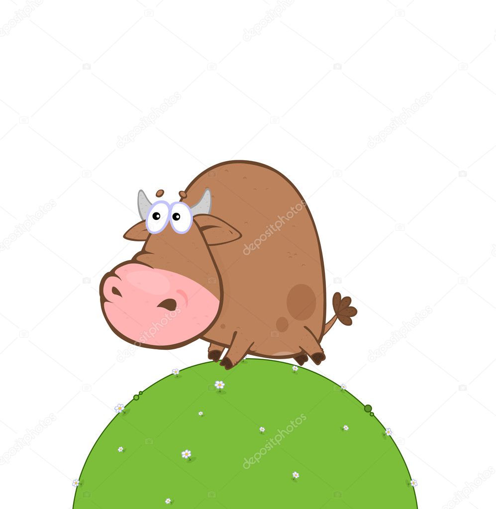 cow cartoon character on white background 