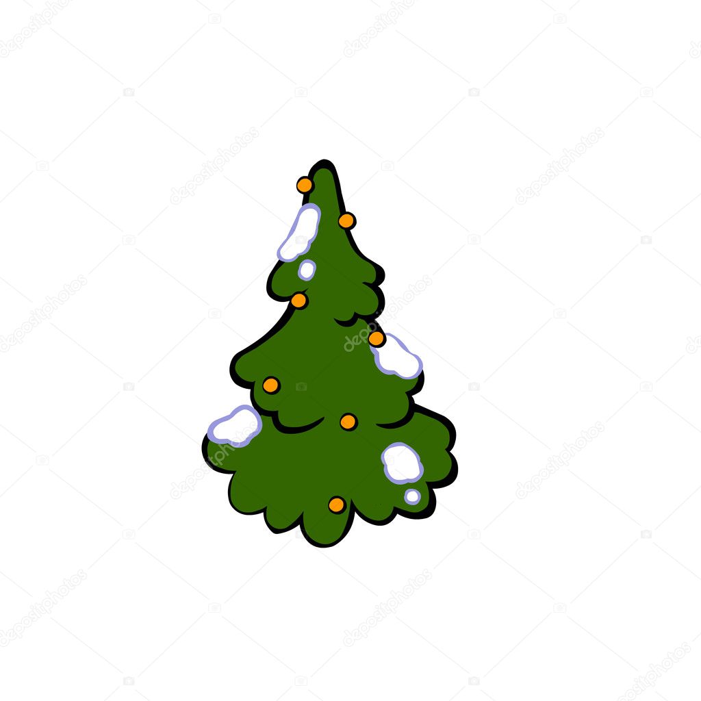 christmas tree isolated on white. vector illustration. 
