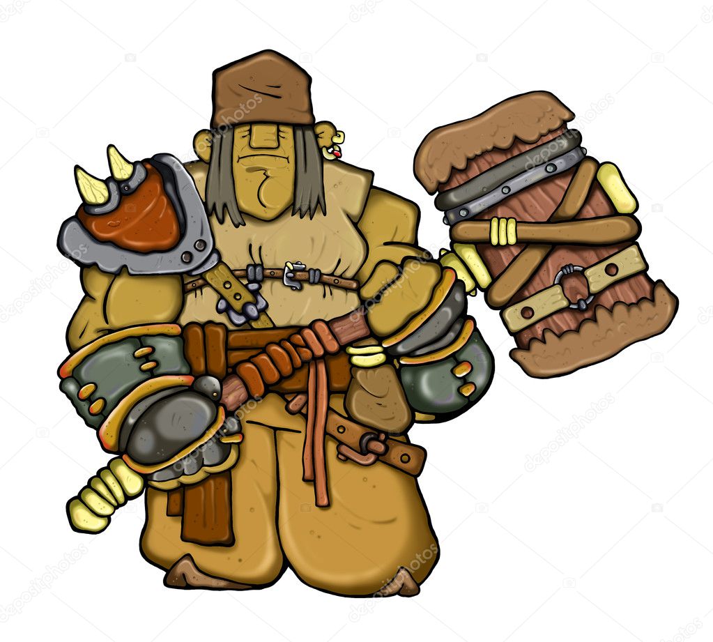 cartoon viking warrior with a sword. vector illustration for the children. 