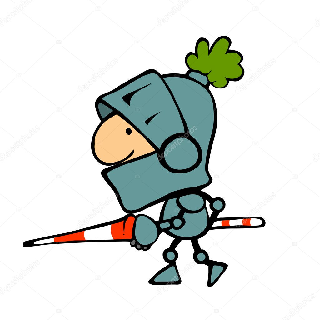 cartoon doodle knight with sword 
