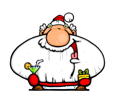 Santa Claus with martini & gift clipart