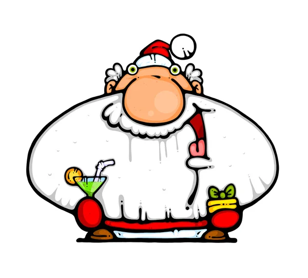 Santa Claus con martini y regalo —  Fotos de Stock