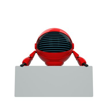 Robot holds card clipart