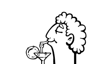 Black-white drinking man clipart