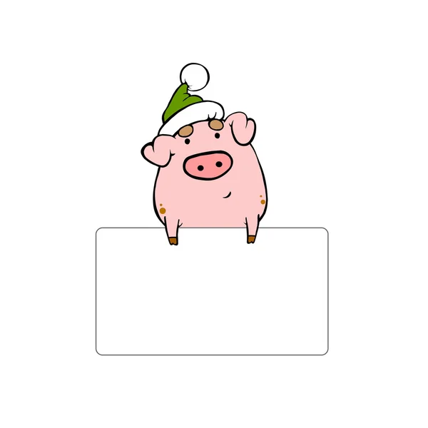 Pig with empty card — Stock Photo, Image