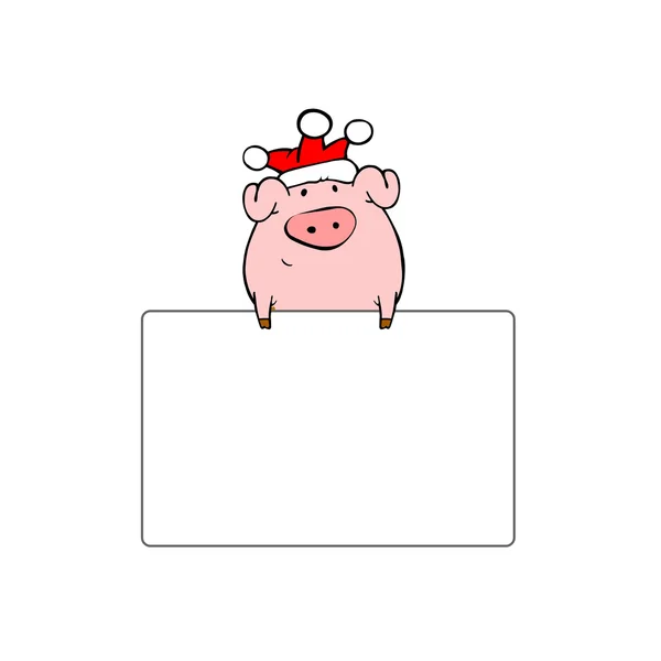 Pig with empty card — Stock Photo, Image