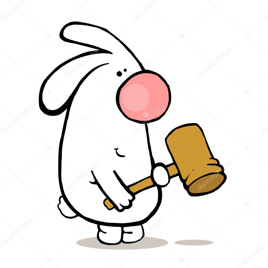 Cute white offended rabbit