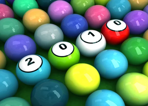 Billiard balls with figures 2010 — Stock Photo, Image