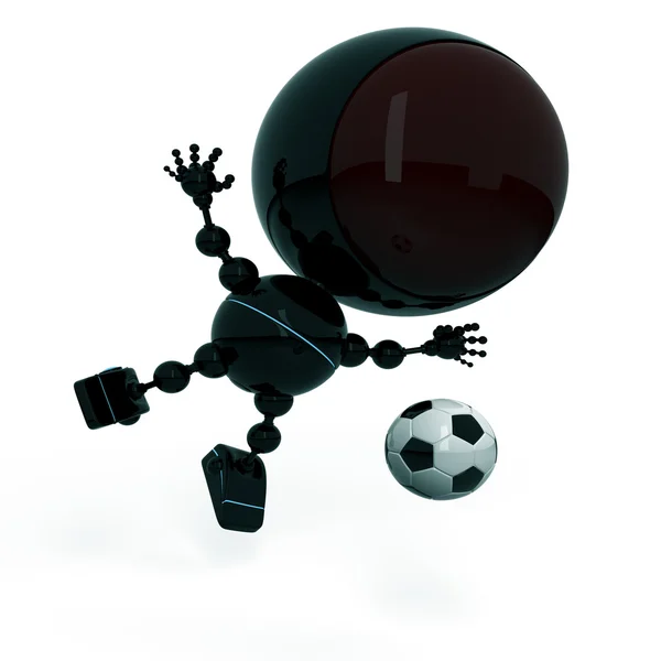 Футболист бьет мяч. — стоковое фото